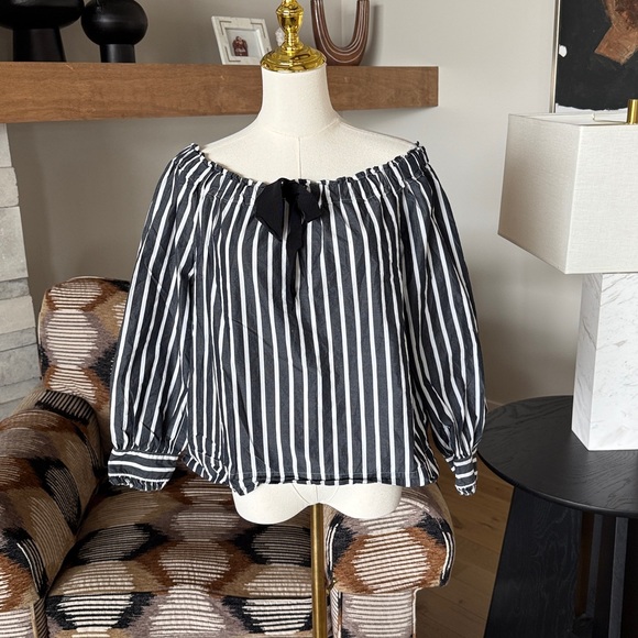 J. Crew Tops - J.Crew Off Shoulder Striped Bow Top